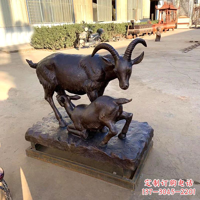 南通羔羊跪乳铜雕-学校校园文化景观雕塑摆件