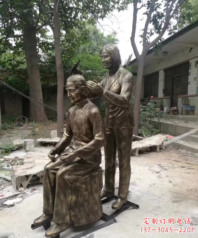 南通产品名称纪念母亲的梳头人物铜雕