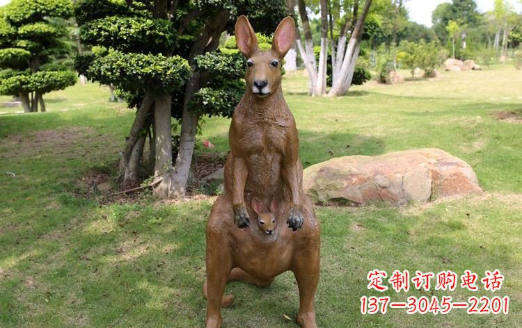 南通公园玻璃钢仿真袋鼠雕塑