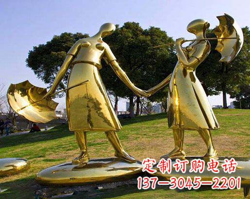 南通长伴相守,情缘两生——不锈钢抽象情侣雕塑