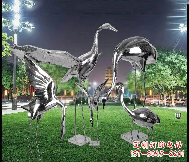 南通大型不锈钢仙鹤雕塑