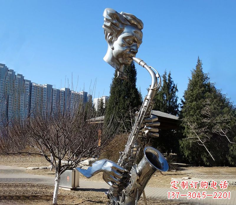 南通纪念性不锈钢萨克斯头像雕塑