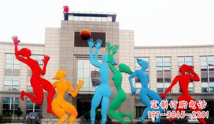 南通激情运动的写照不锈钢女孩打篮球雕塑