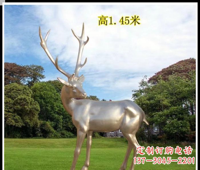 南通高端室外不锈钢巨型动物鹿雕塑