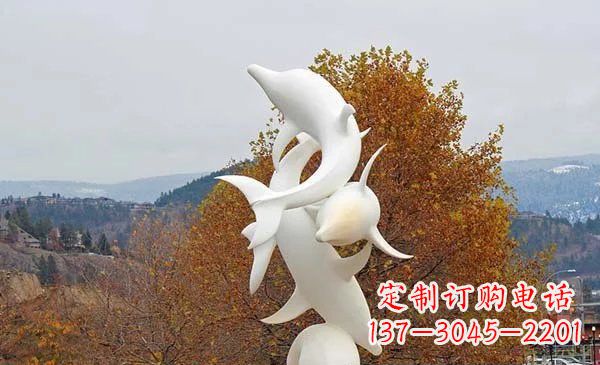 南通公园不锈钢海豚动物雕塑