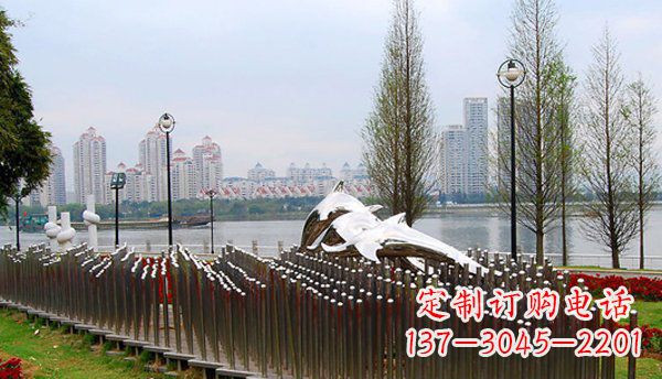 南通动物主题不锈钢海豚雕塑