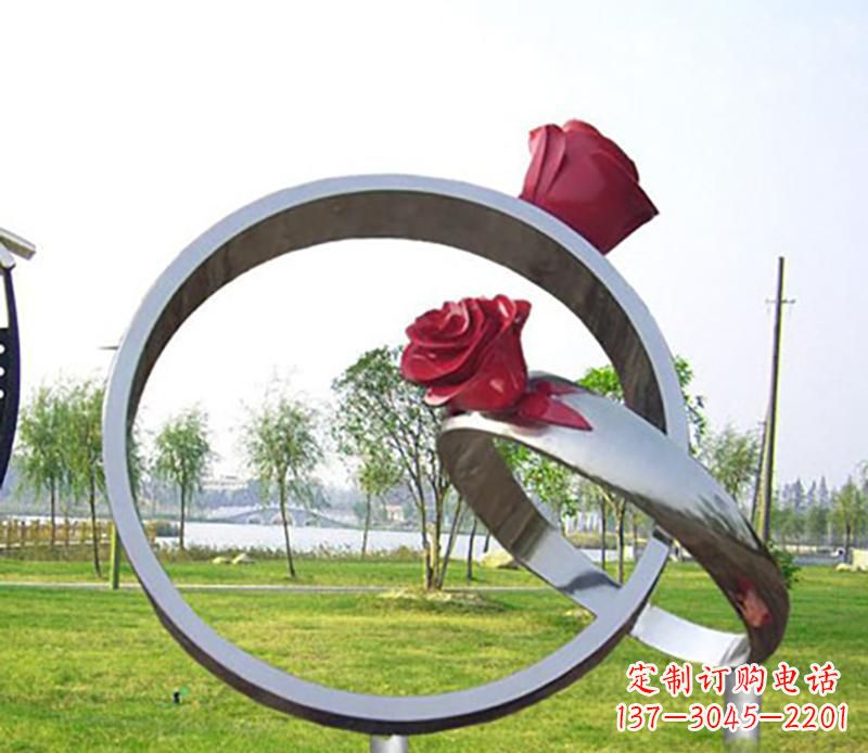 南通不锈钢景观婚戒雕塑