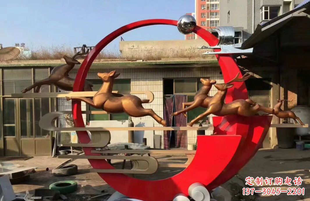 南通高端不锈钢梅花鹿雕塑