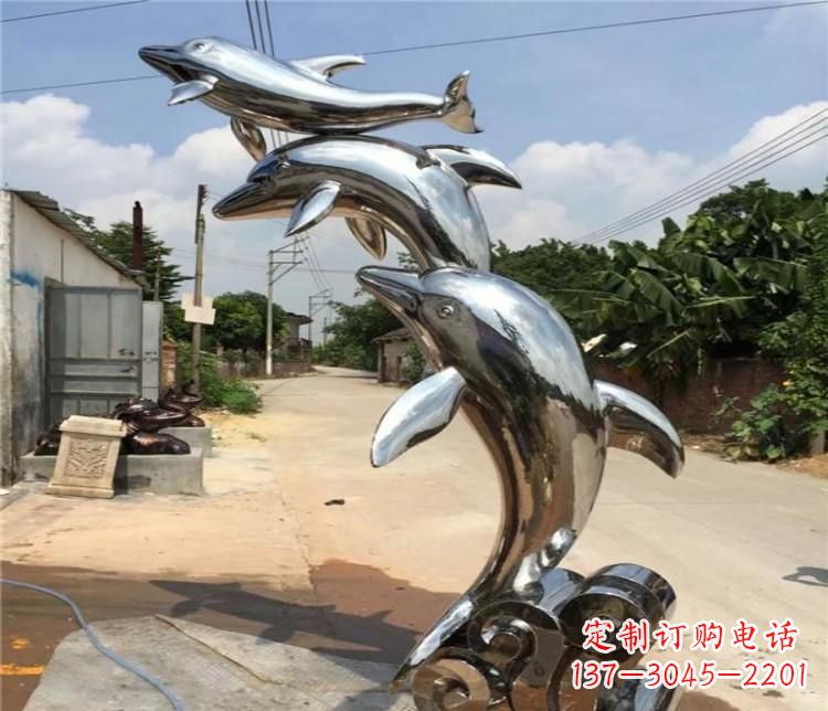 南通冲浪海豚不锈钢雕塑