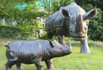 南通犀牛铜雕-公园园林草坪室内外装饰雕塑