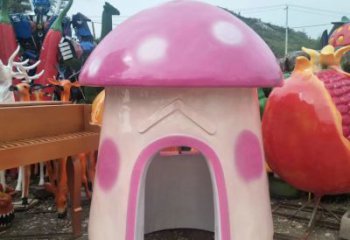 南通精致彩绘蘑菇屋雕塑