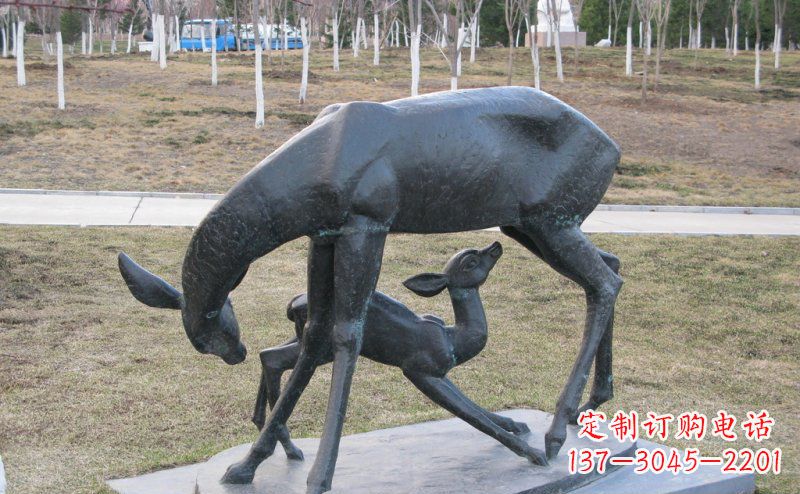 南通母子鹿铜雕艺术塑像