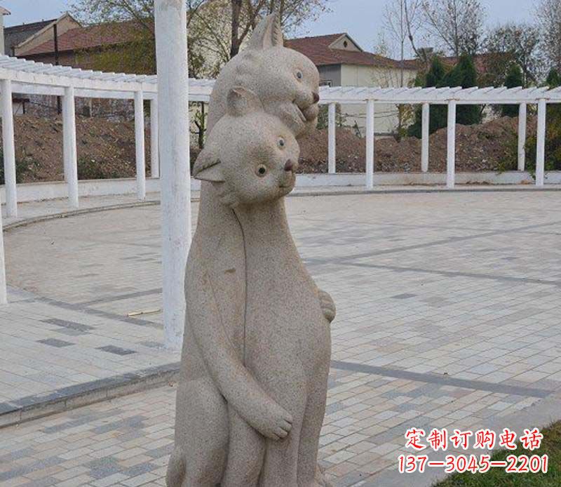南通精美小猫石雕,让您的公园更加美丽