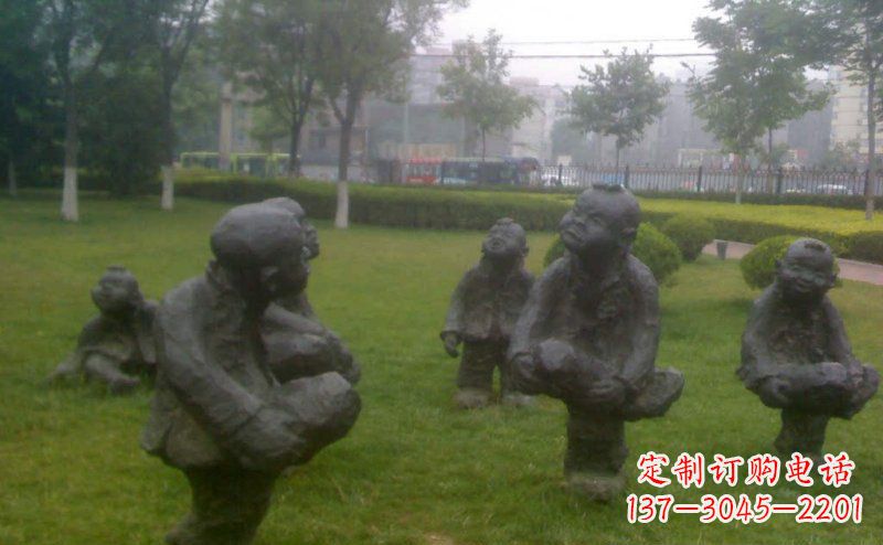 南通中领雕塑为您打造精美的儿童斗鸡雕塑