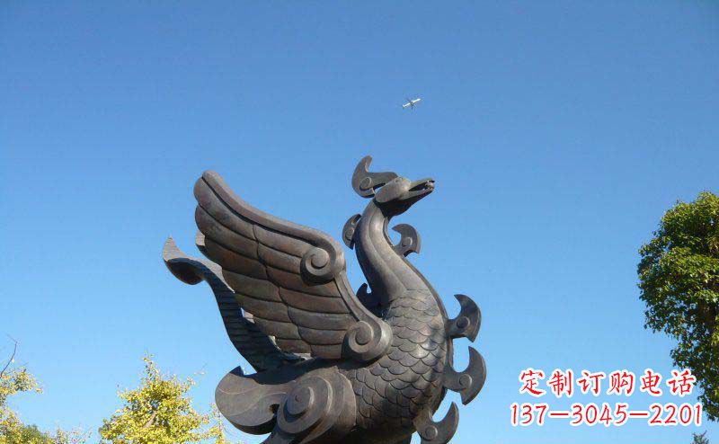 南通公园凤凰景观铜雕