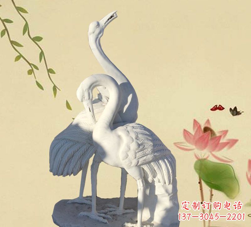南通中领雕塑精美汉白玉仙鹤石雕