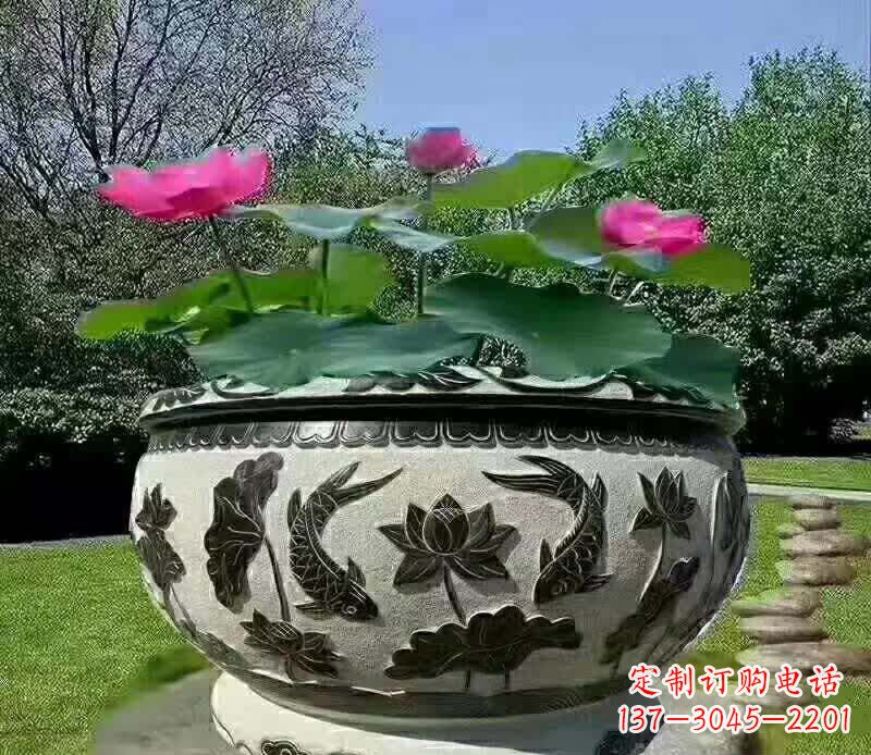 南通唯美鲤鱼水缸雕塑