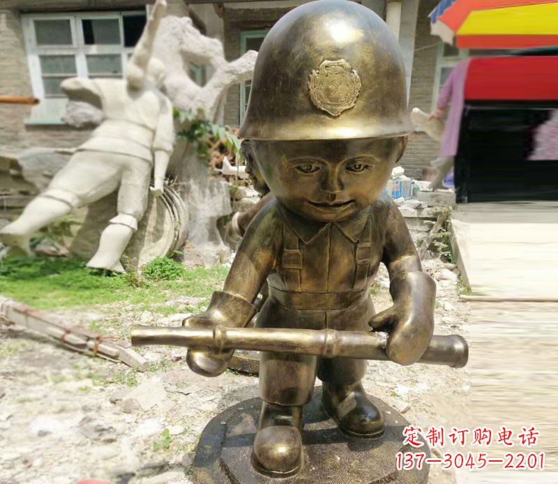 南通精致细腻的交通警察铜雕
