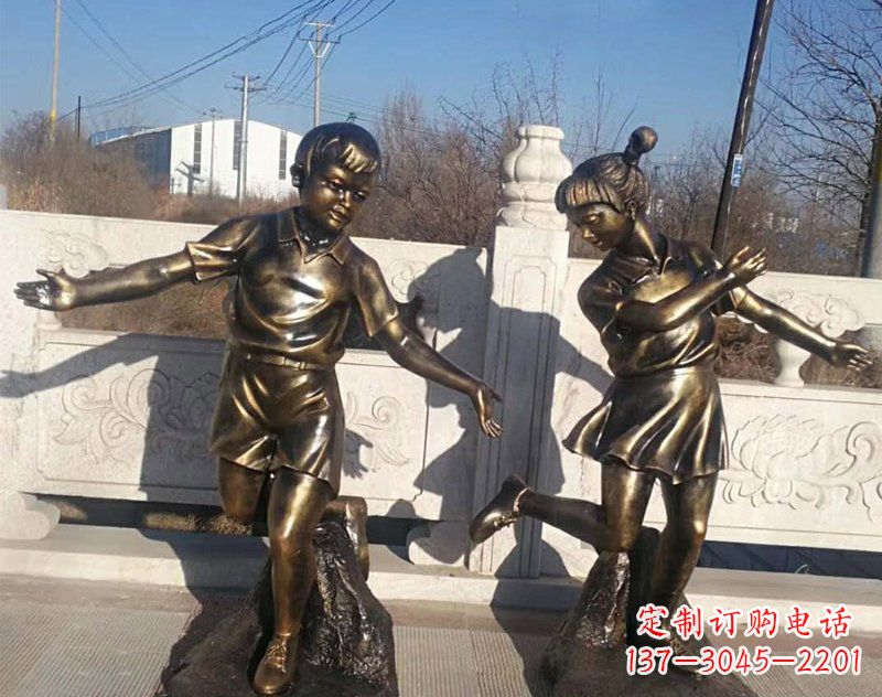 南通新颖花篮儿童铜雕