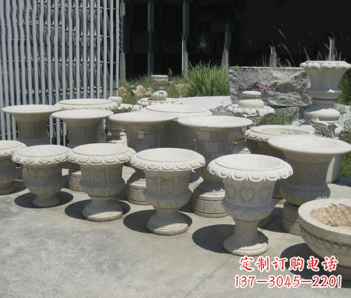 南通大理石花盆石雕艺术品