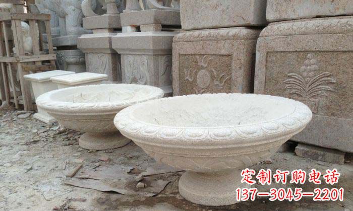 南通细腻雅致的大理石花盆石雕