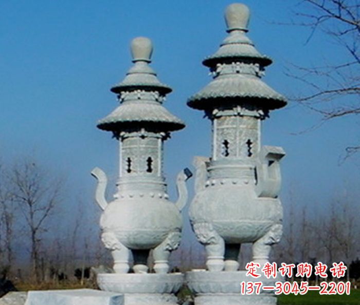 南通公园景观仿古石雕香炉