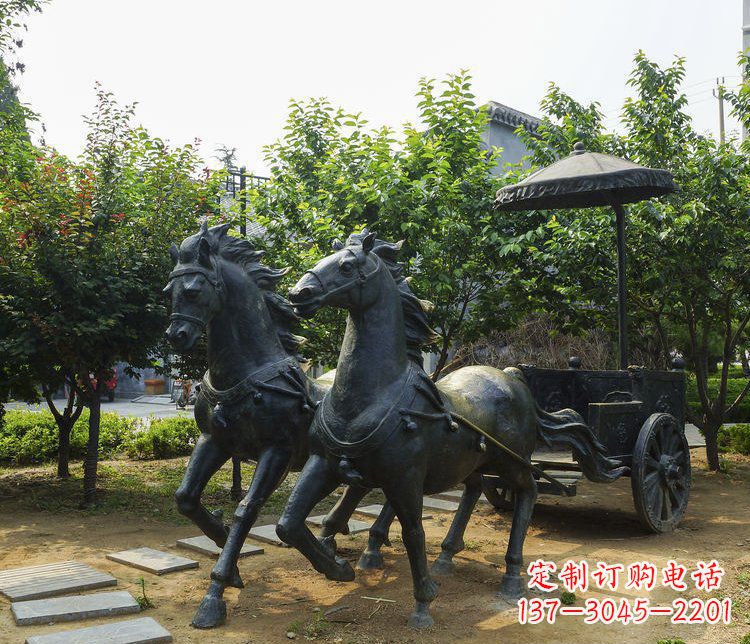 南通公园景观古代马车铜雕