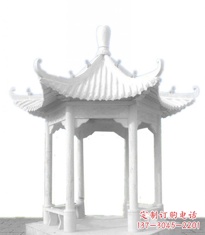 南通公园景观汉白玉石雕凉亭 (2)