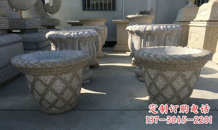 南通花篮式花盆石雕