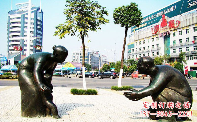 南通公园景观小孩学走路铜雕