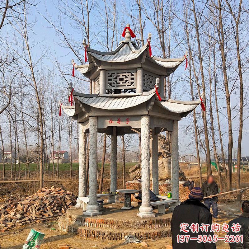 南通和谐统一的双层石雕凉亭