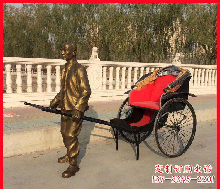 南通黄包车铜雕精湛工艺,体现传统文化
