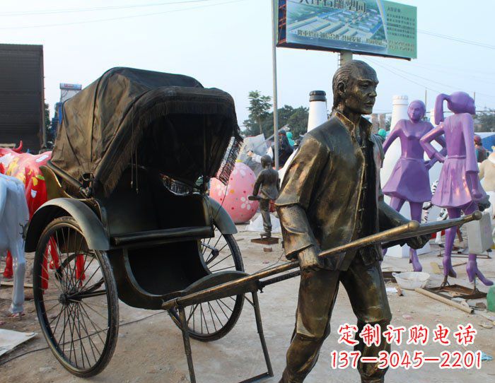 南通精致可爱的黄包车铜雕