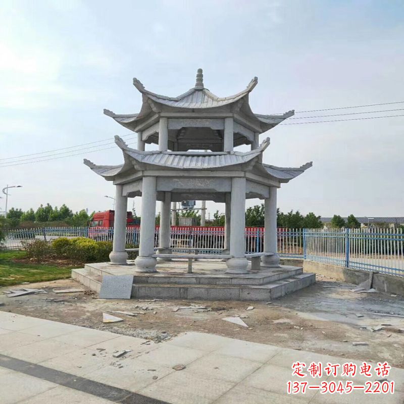 南通中领雕塑-精美双层凉亭石雕