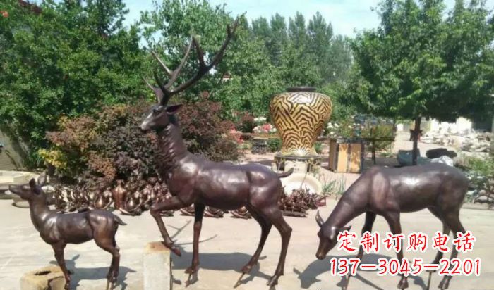 南通公园鹿动物铜雕 (2)