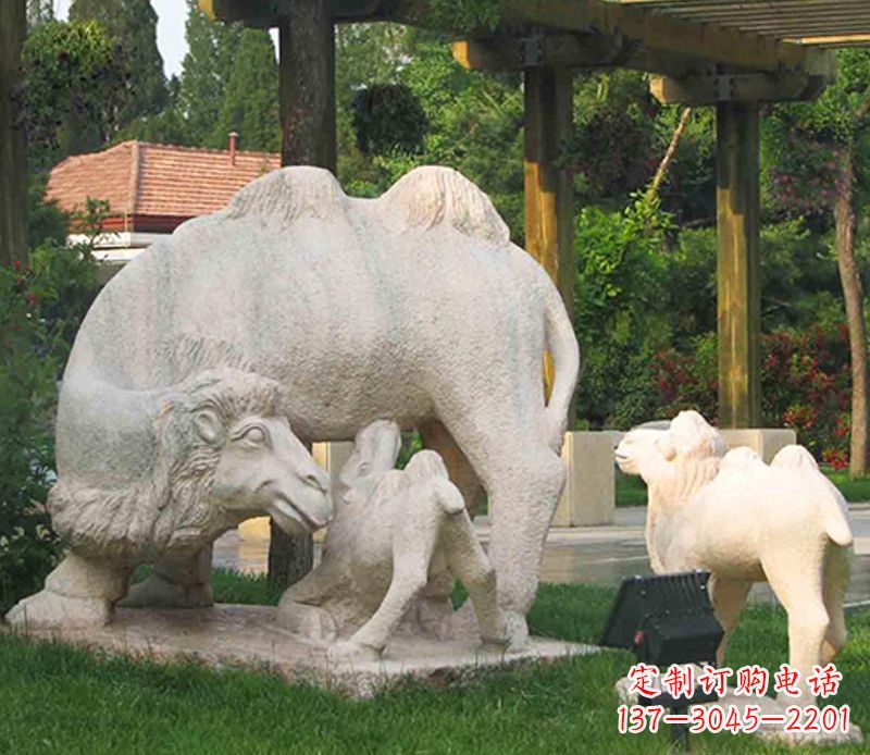 南通公园骆驼一家石雕