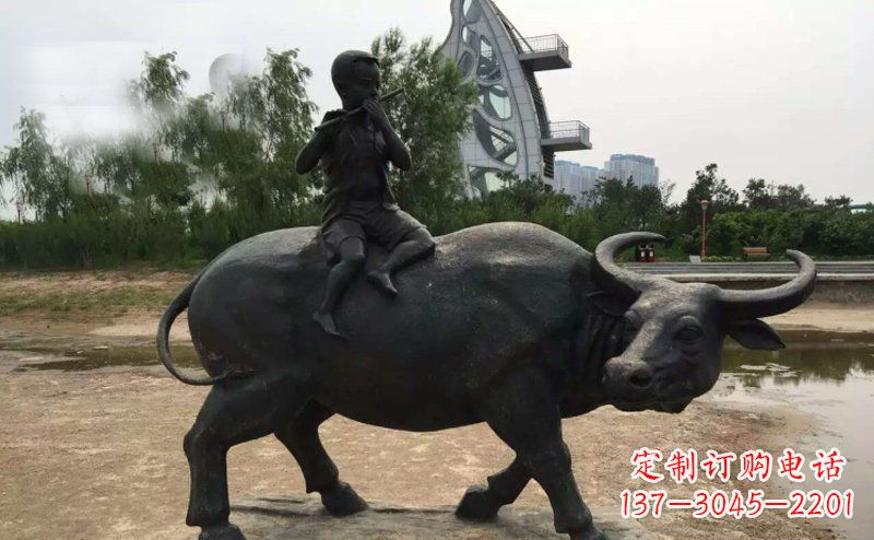 南通铜雕牧童与犊子雕塑