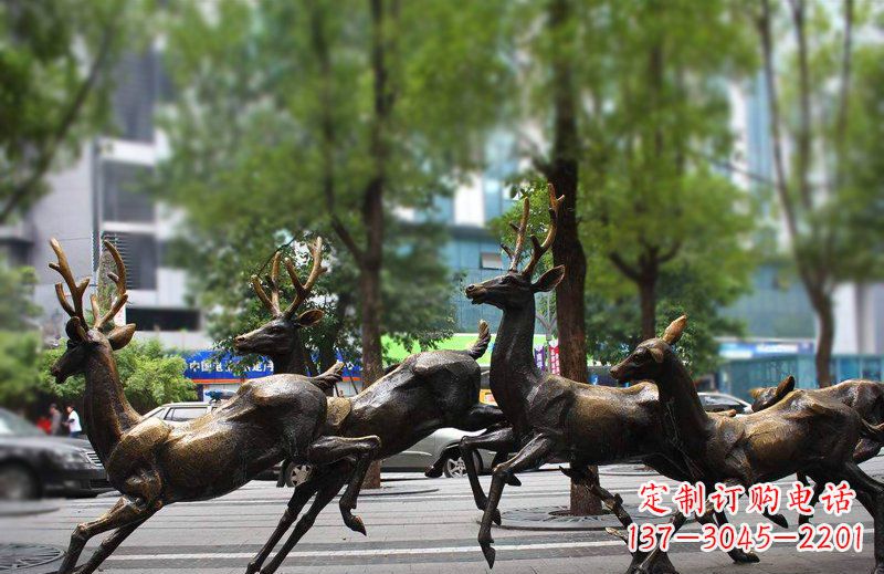 南通艺术精美的铜雕群鹿动物雕塑