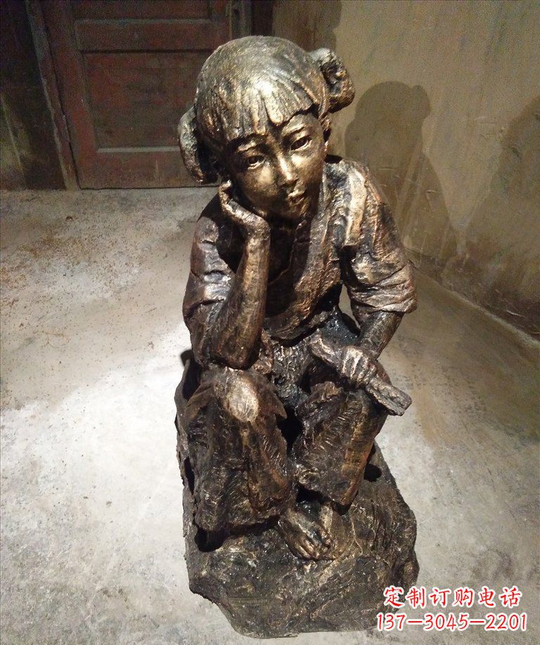 南通童真美丽的小女孩铜雕