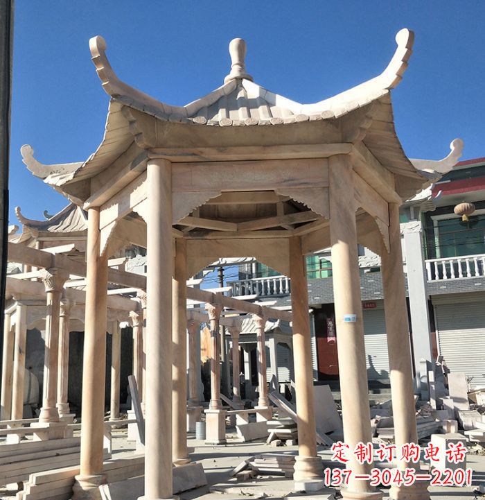 南通公园晚霞红凉亭雕塑