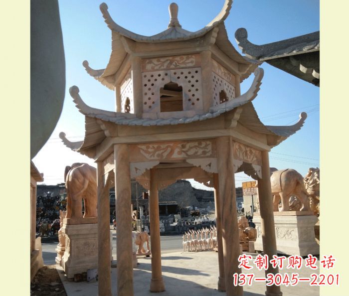 南通中式双层石雕凉亭