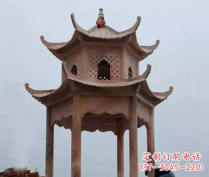 南通中领雕塑双层六角石雕凉亭