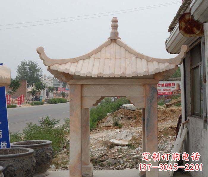 南通晚霞红四角凉亭雕塑