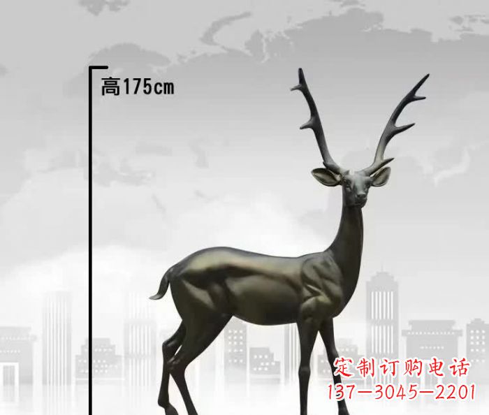 南通精致优雅的铜制公园小鹿雕塑