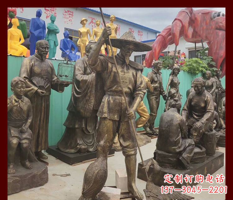 南通新中式鸬鹚铜雕塑