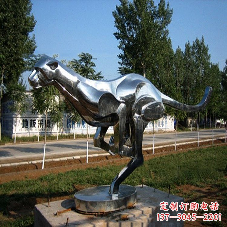 南通公园园林动物动物袋鼠拉丝不锈钢雕塑