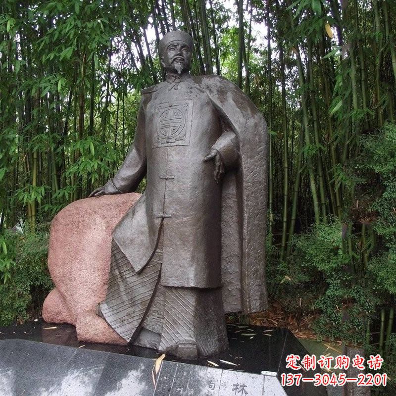南通公园园林历史人物铜雕像,晚清著名民族英雄林则徐雕像