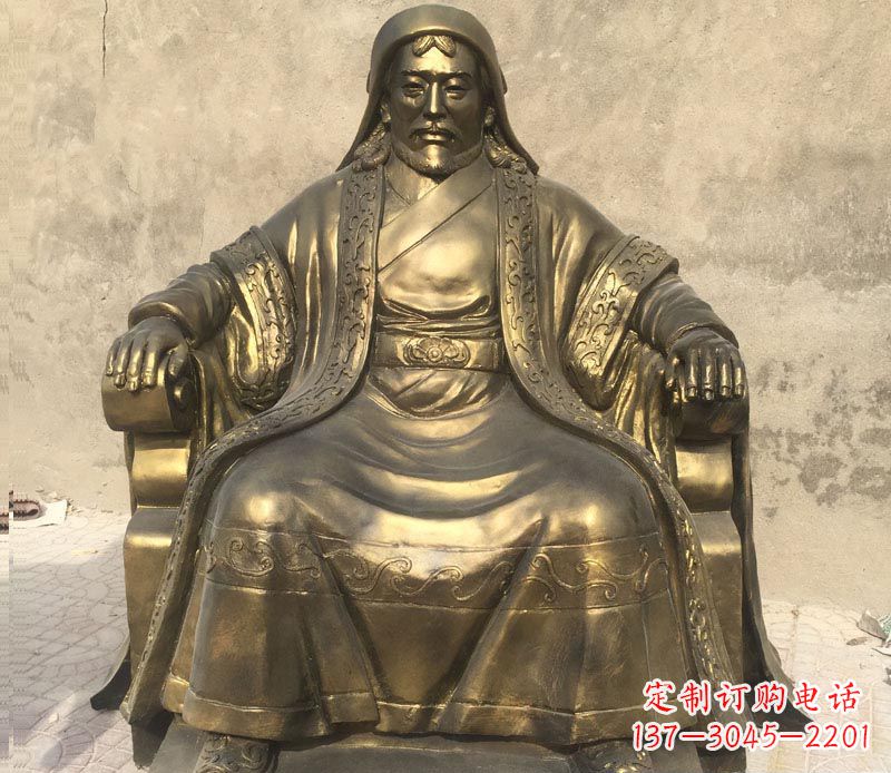 南通展现历史荣光的成吉思汗铜雕