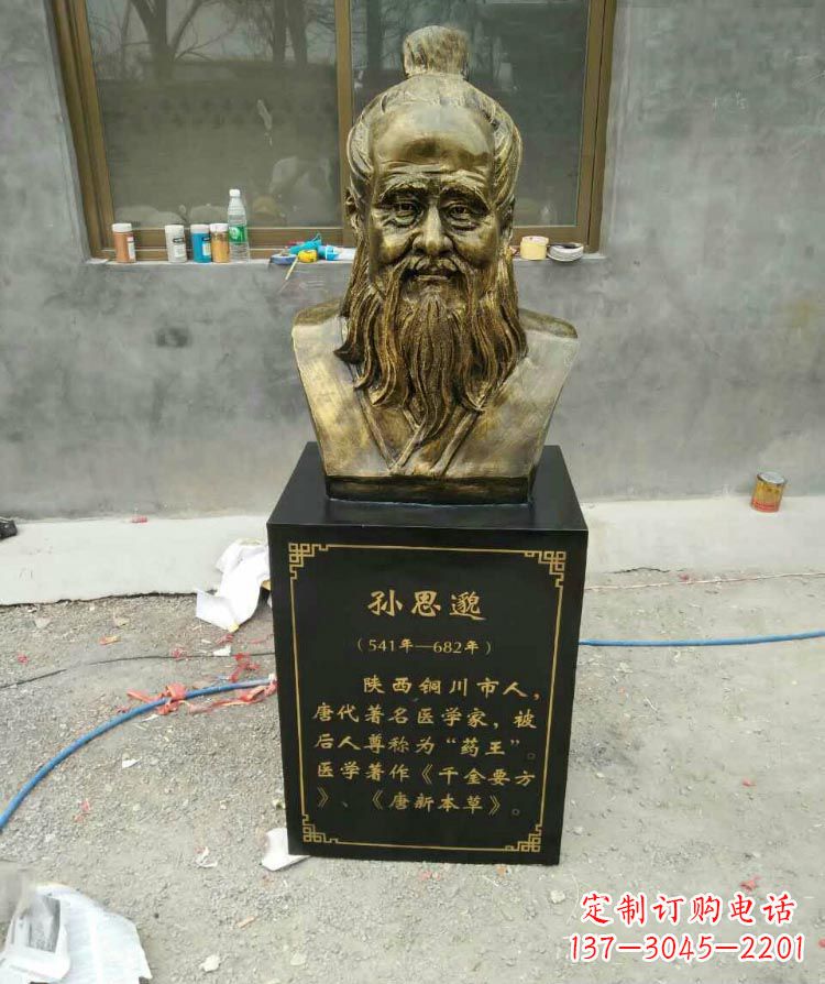 南通高雅古典孙思邈胸像铜雕