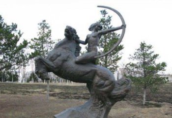 南通公园骑马女人射箭铜雕